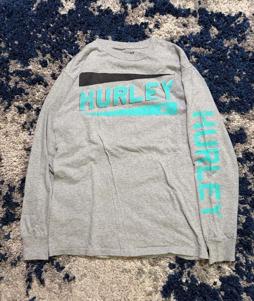 Hurley Classic Fit Long Sleeve Graphic T-Shirt Gray Size S